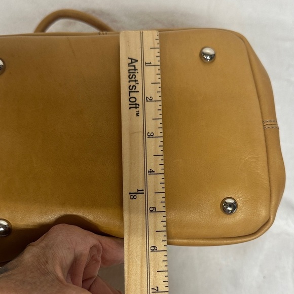 Tignanello Mustard Leather Satchel with Buckle Details - Picture 10 of 15